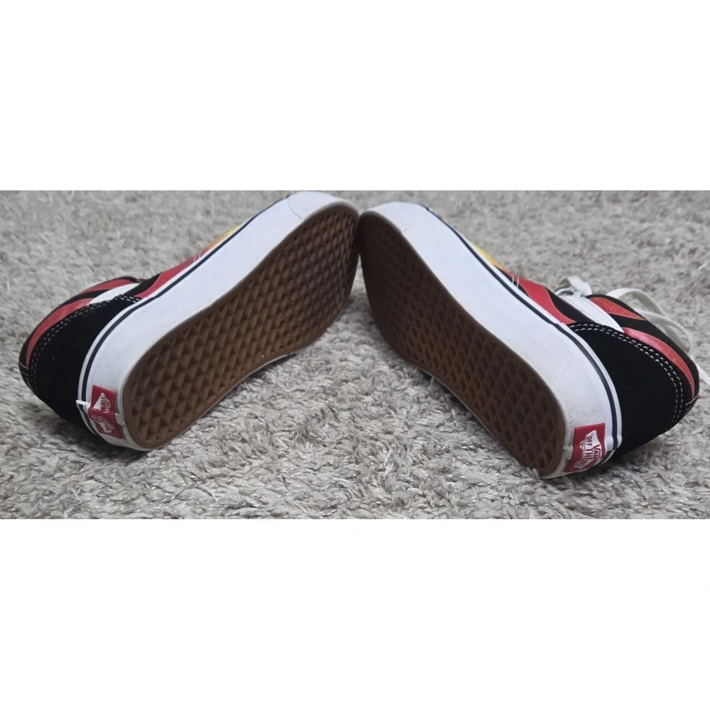 Vans Old Skool Flame Sneakers Mens 8.5 Womens 10 Black Yellow Red Skate Shoes
